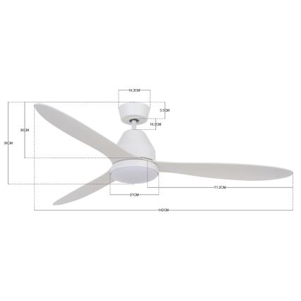 Lucci air 213043 - Светодиодный потолочный вентилятор WHITEHAVEN GX53/17W/230V белый + дистанционное управление