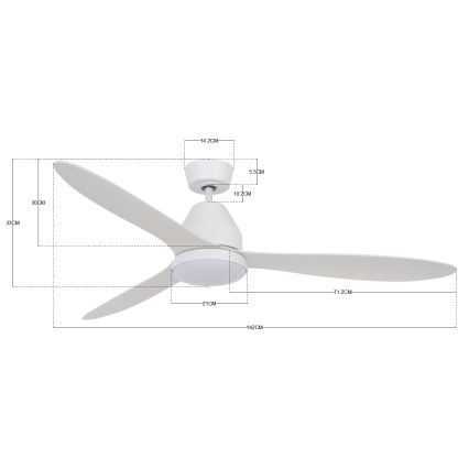 Lucci air 213043 - Светодиодный потолочный вентилятор WHITEHAVEN GX53/17W/230V белый + дистанционное управление