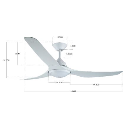 Lucci air 213096 - Светодиодный потолочный вентилятор MARINER LED/15W/230V белый + дистанционное управление