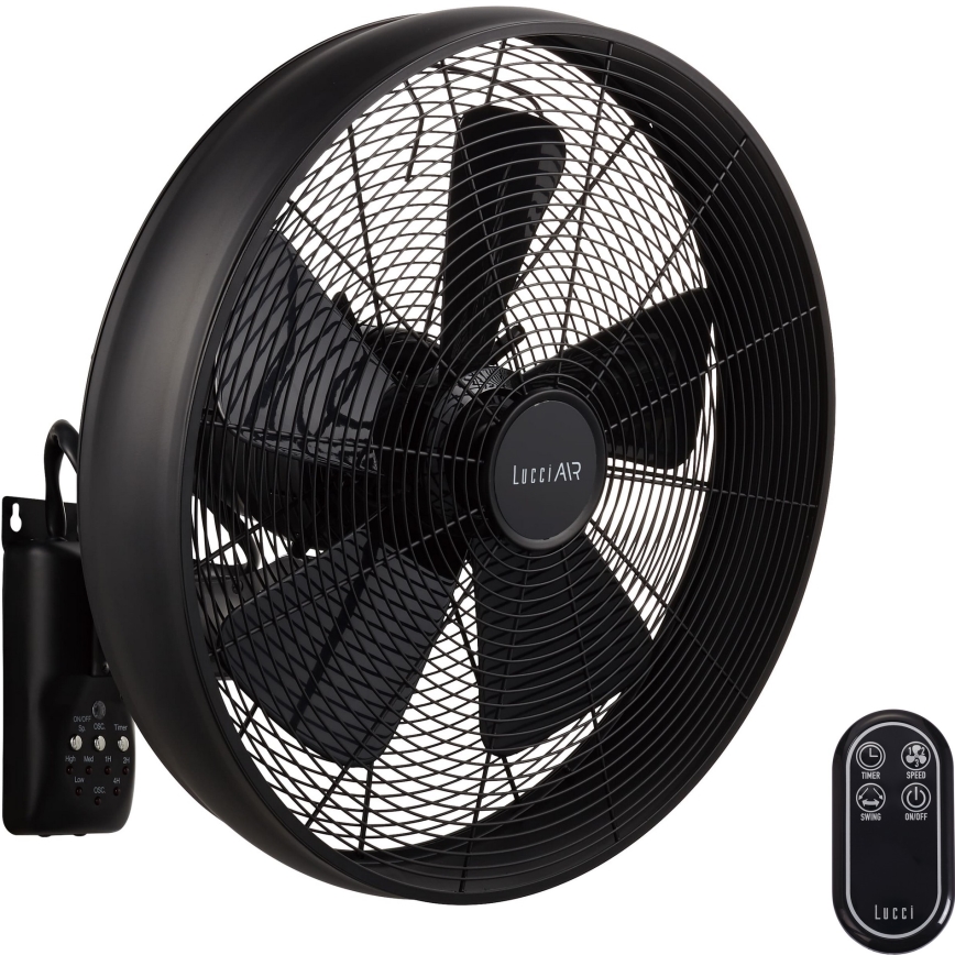 Lucci air 213124 - Настенный вентилятор BREEZE 55W/230V черный + дистанционное управление