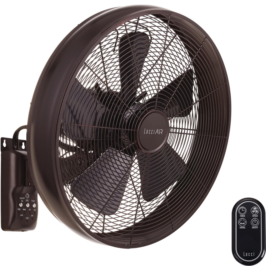Lucci air 213125 - Настенный вентилятор BREEZE 55W/230V черный/коричневый + дистанционное управление