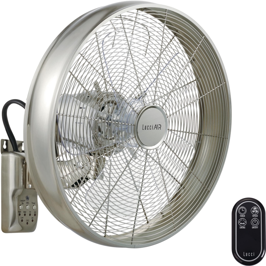 Lucci air 213126 - Настенный вентилятор BREEZE 55W/230V матовый хром + дистанционное управление