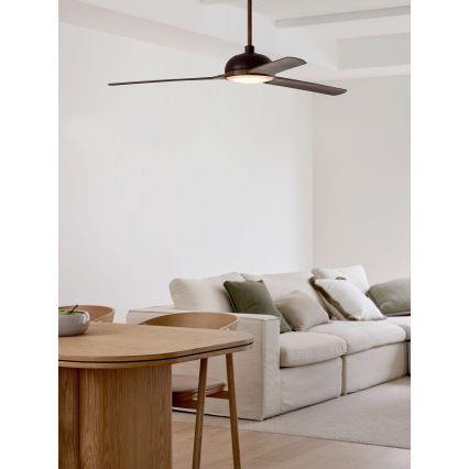 Lucci air 213301 - LED диммируемый потолочный вентилятор UNIONE 1xGX53/12W/230V коричневый/полированный хром Ø 142 см + пульт дистанционного управления