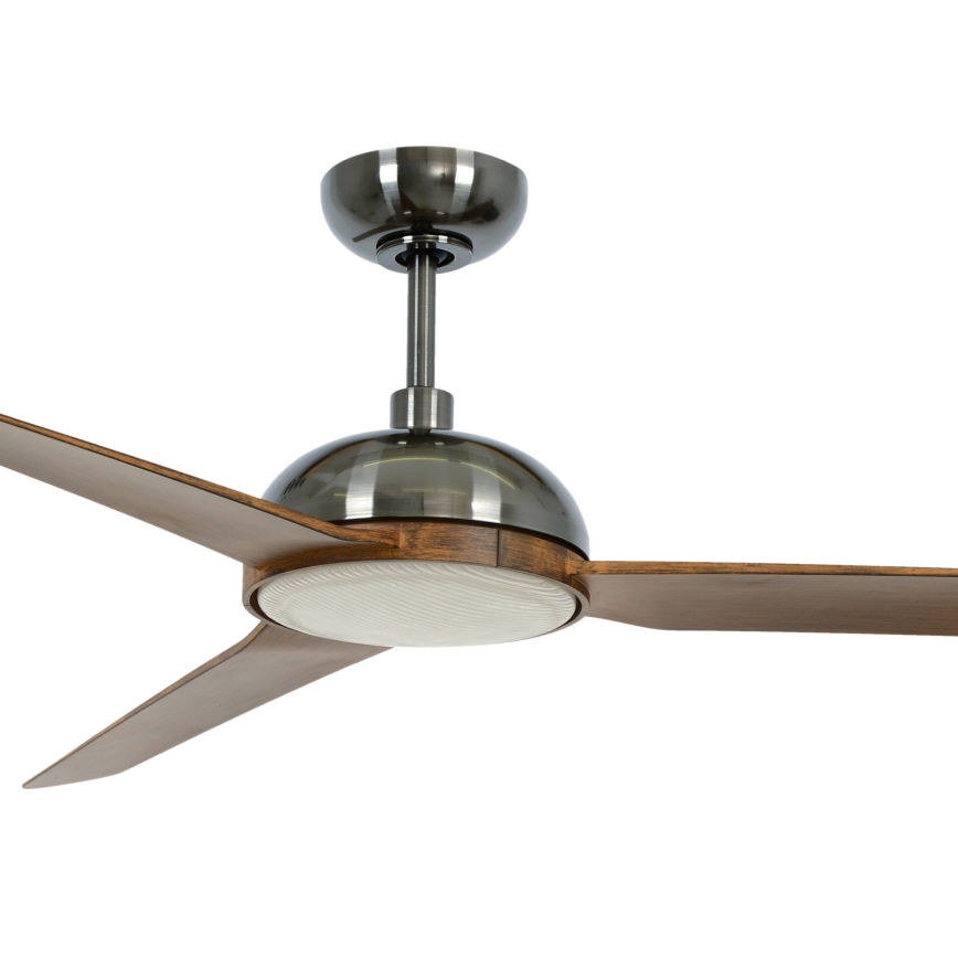 Lucci air 213301 - LED диммируемый потолочный вентилятор UNIONE 1xGX53/12W/230V коричневый/полированный хром Ø 142 см + пульт дистанционного управления