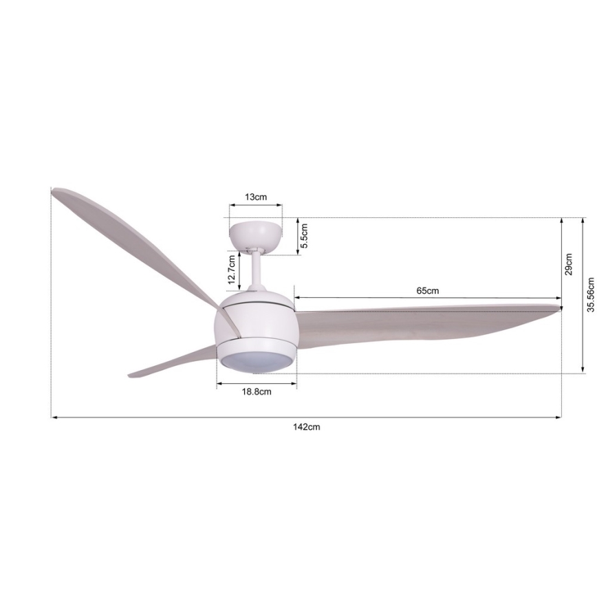 Lucci air 512911 - Світлодіодний стельовий вентилятор AIRFUSION NORDIC LED/20W/230V дерево/білий + пульт дистанційного керування