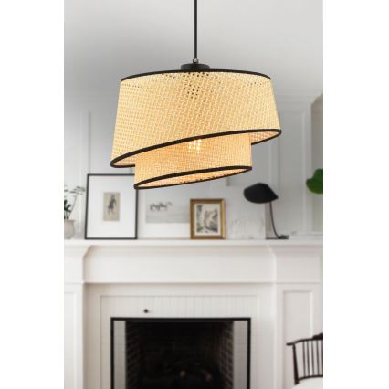Lustr na lanku BARETTE 1xE27/60W/230V béžová/černá