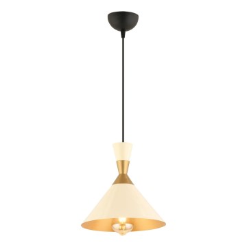 Lustr na lanku MONZA 1xE27/40W/230V pr. 25 cm krémová/zlatá