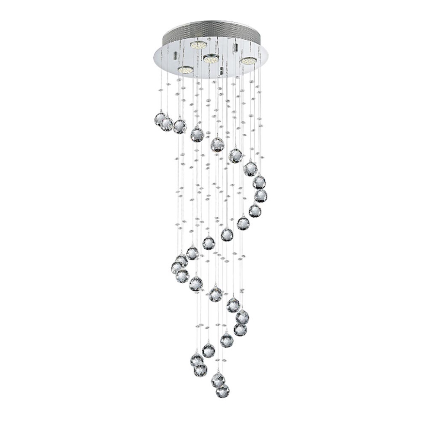 LUXERA 62410 - Пристельова кришталева люстра COIL 4xGU10/50W/230V