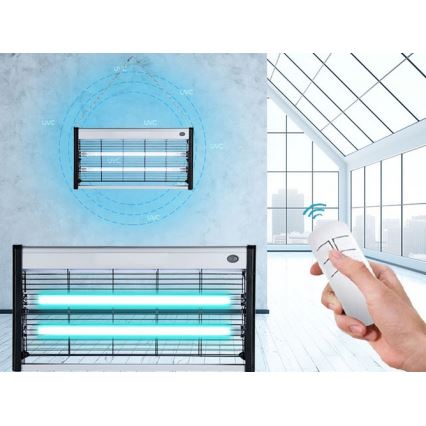 Luxera 70418 - Дезинфицирующая бактерицидная лампа 2xT5 UVC/15W/230V + пульт ДУ