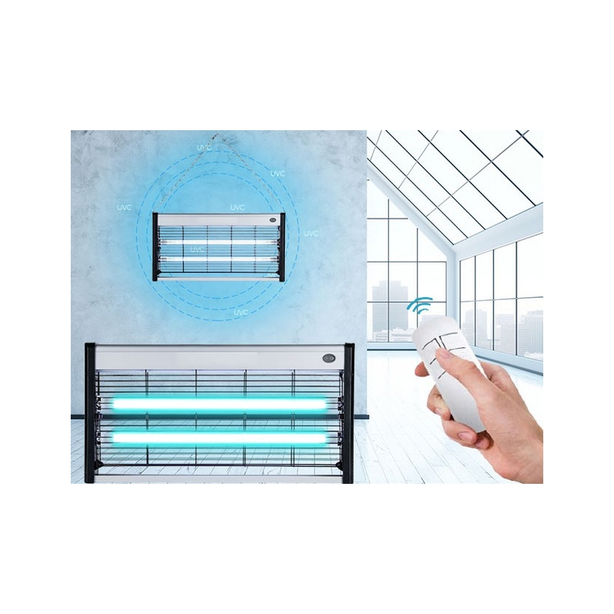 Luxera 70418 - Дезинфицирующая бактерицидная лампа 2xT5 UVC/15W/230V + пульт ДУ