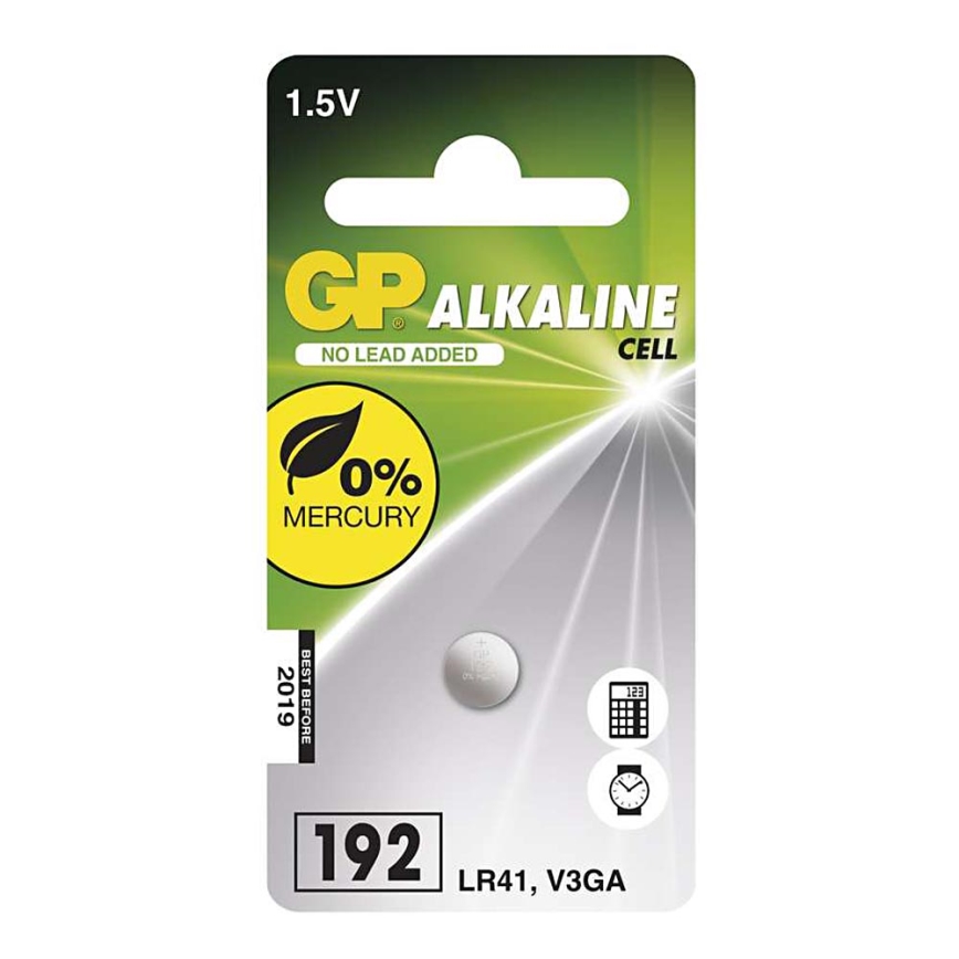 Лужна кнопкова батарейка LR41 GP ALKALINE 1,5V/24 mAh