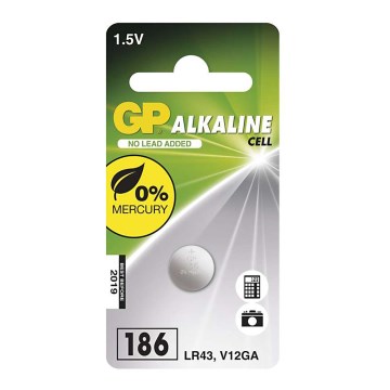 Лужна кнопкова батарейка LR43 GP ALKALINE 1,5V/70 mAh