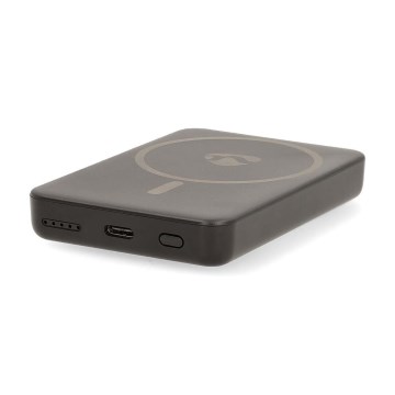 Магнітний Power Bank 2в1 з бездротовою зарядкою MagSafe 5000 мАг чорний