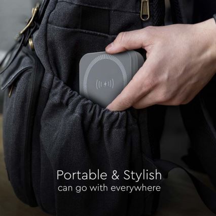 Магнітний Power Bank з бездротовою зарядкою Power Delivery 10 000mAh/20W/3,7V сірий