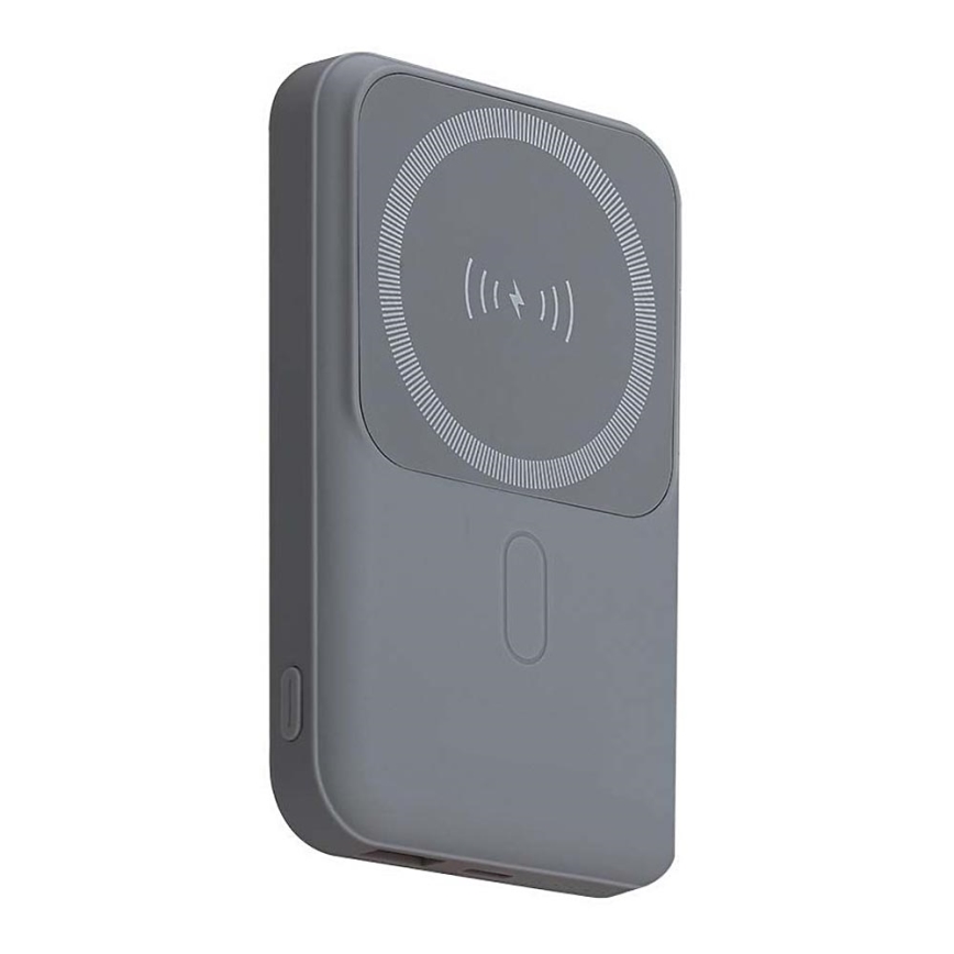 Магнітний Power Bank з бездротовою зарядкою Power Delivery 10 000mAh/20W/3,7V сірий