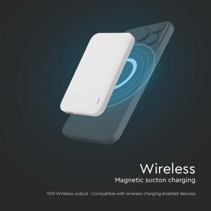 Магнитный повербанк с беспроводной зарядкой Power Delivery 10 000mAh/20W/3,7V белый