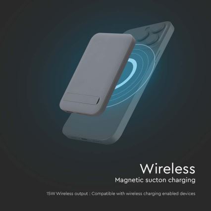 Магнитный повербанк с беспроводной зарядкой Power Delivery 10 000mAh/20W/3,7V серый