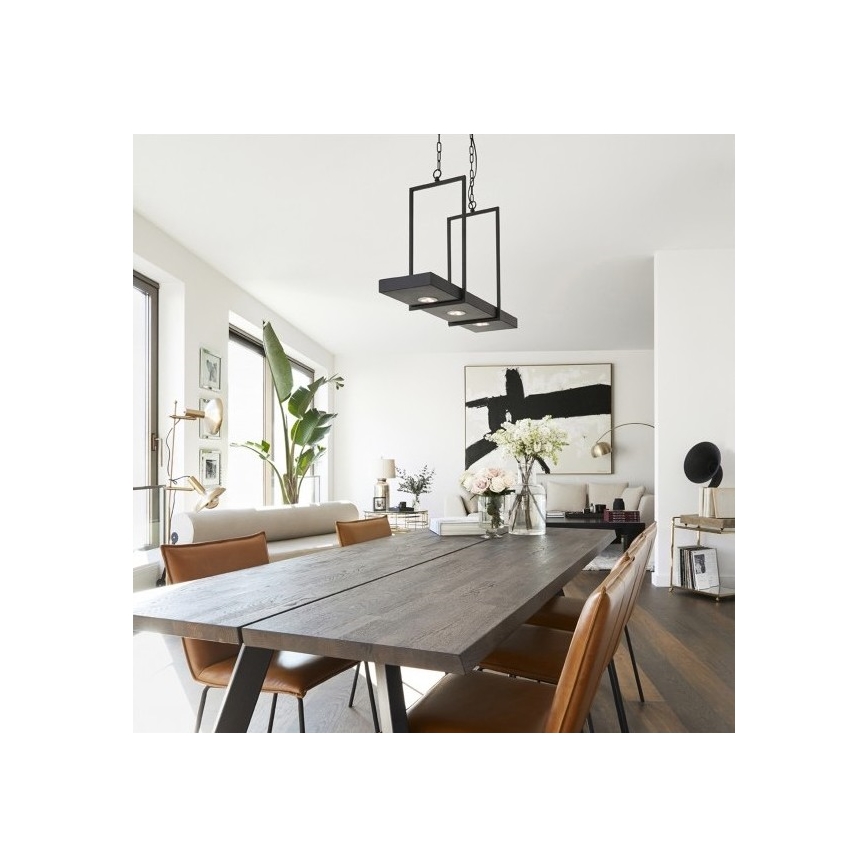 Markslöjd 105780 - Світлодіодна люстра з регульованою яскравістю на ланцюгу TRAY 3xLED/3W/230V чорний