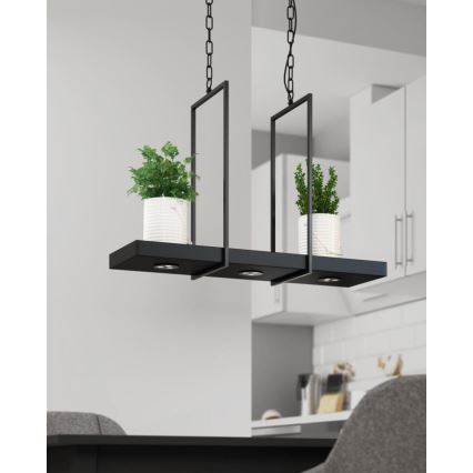 Markslöjd 105780 - Світлодіодна люстра з регульованою яскравістю на ланцюгу TRAY 3xLED/3W/230V чорний