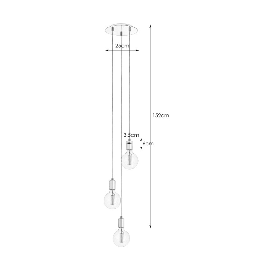 Markslöjd 106333 - Підвісна люстра SKY 3xE27/60W/230V