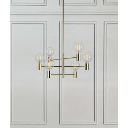 Markslöjd 106418 - Люстра на штанге CAPITAL 6xE27/60W/230V латунь