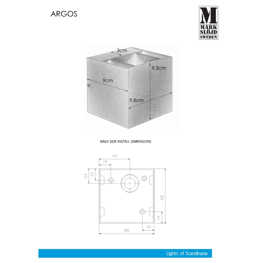 Markslöjd 106521 - Вуличний LED світильник ARGOS LED/4W/230V IP44 сірий