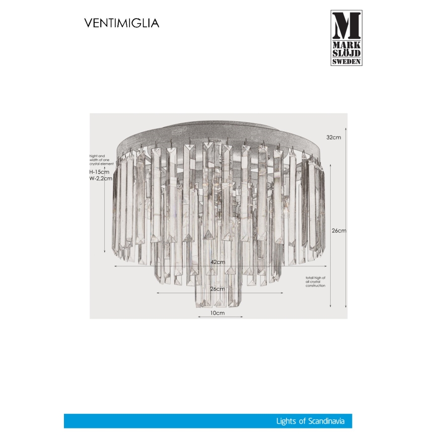 Markslöjd 106563 - Хрустальный потолочный светильник VENTIMIGLIA 4xE14/40W/230V