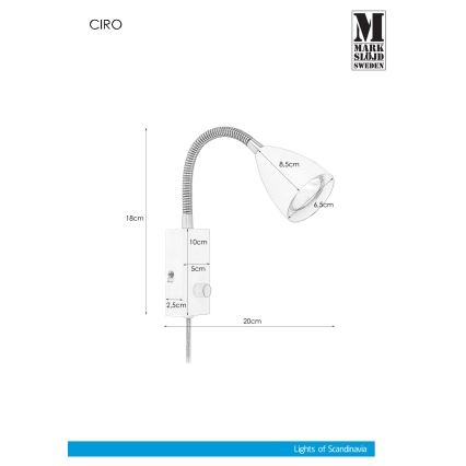 Markslöjd 106588 - Настінний світильник з регулюванням яскравості CIRO 1xGU10/7W/230V