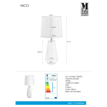 Markslöjd 106623 - Настільна лампа NICCI 1xE14/40W/230V