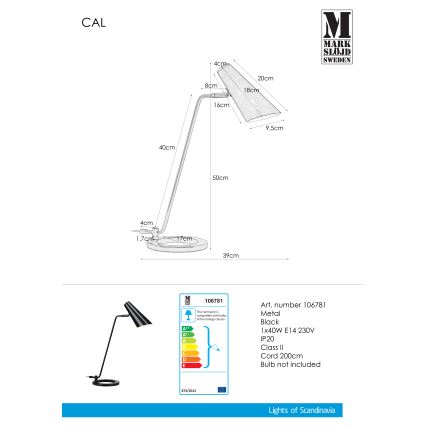 Markslöjd 106781 - Настільна лампа CAL 1xE14/40W/230V