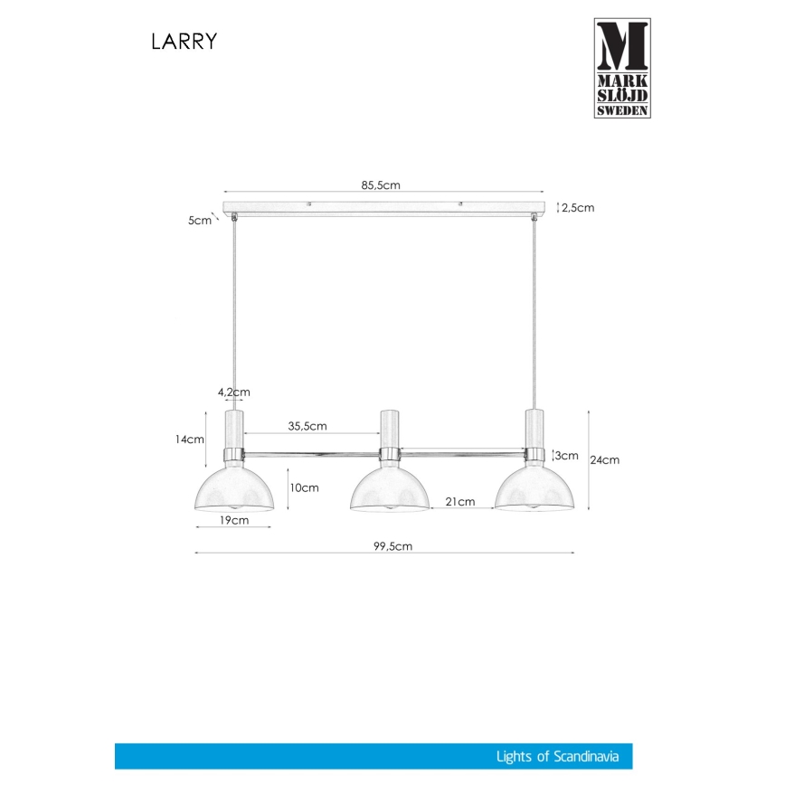 Markslöjd 106855 - Люстра на мотузці LARRY 3xE27/60W/230V