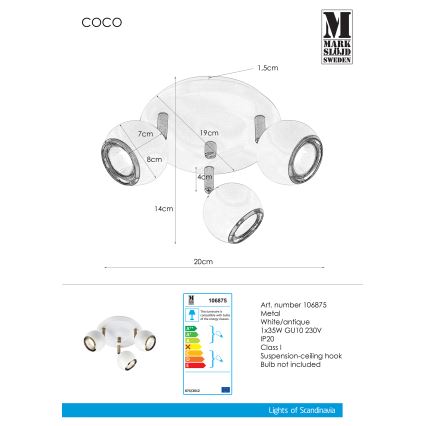 Markslöjd 106875 - Точковий світильник COCO 3xGU10/35W/230V