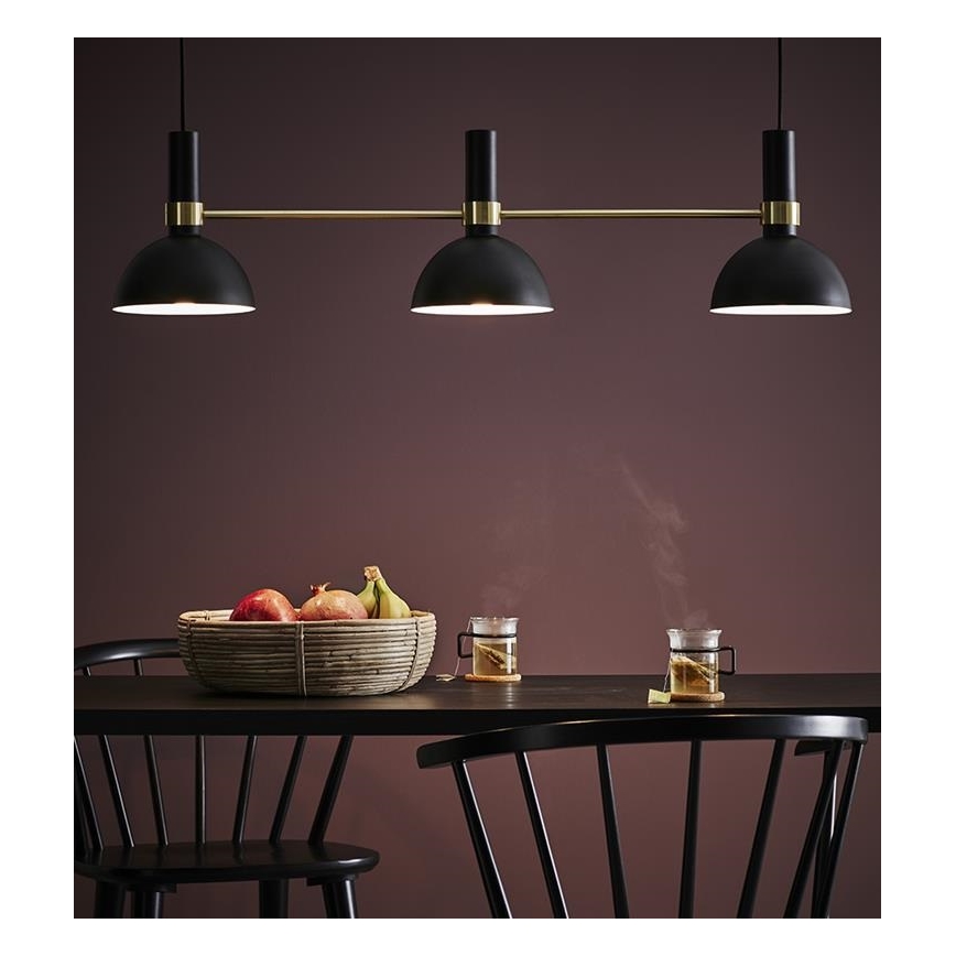 Markslöjd 106971 - Люстра на мотузці LARRY 3xE27/60W/230V чорна/золота