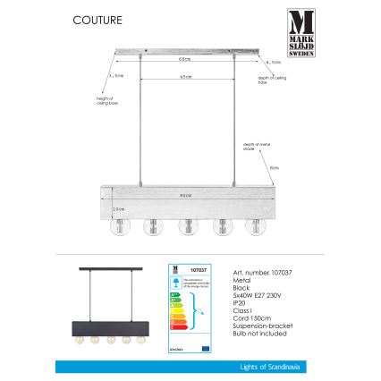 Markslöjd 107037 - Подвесная люстра COUTURE 5xE27/40W/230V черная 