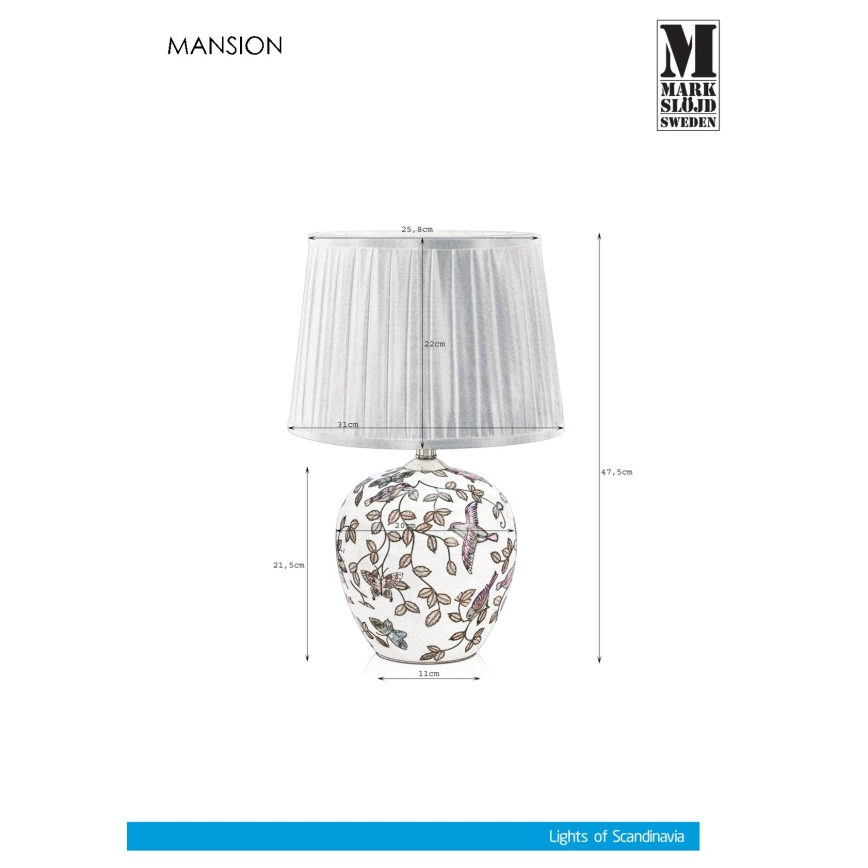 Markslöjd 107040 - Настольная лампа MANSION 1xE27/60W/230V