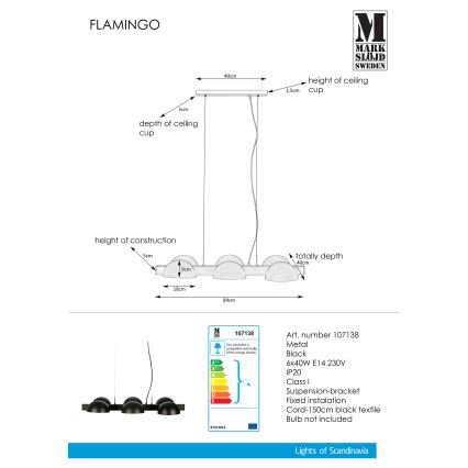 Markslöjd 107138 - Підвісна люстра FLAMINGO 6xE14/40W/230V чорний
