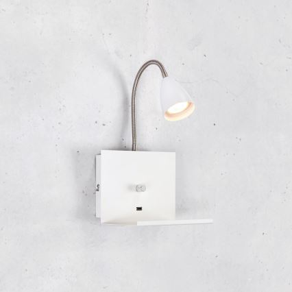 Markslöjd 107140 - Настенный светильник с регулированием яркости и USB розеткой LOGI 1xGU10/7W/230V