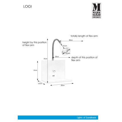 Markslöjd 107140 - Настенный светильник с регулированием яркости и USB розеткой LOGI 1xGU10/7W/230V