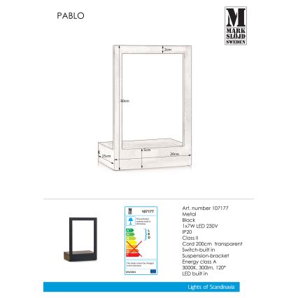 Markslöjd 107177 - Настінний LED світильник з рамкою PABLO LED/7W/230V