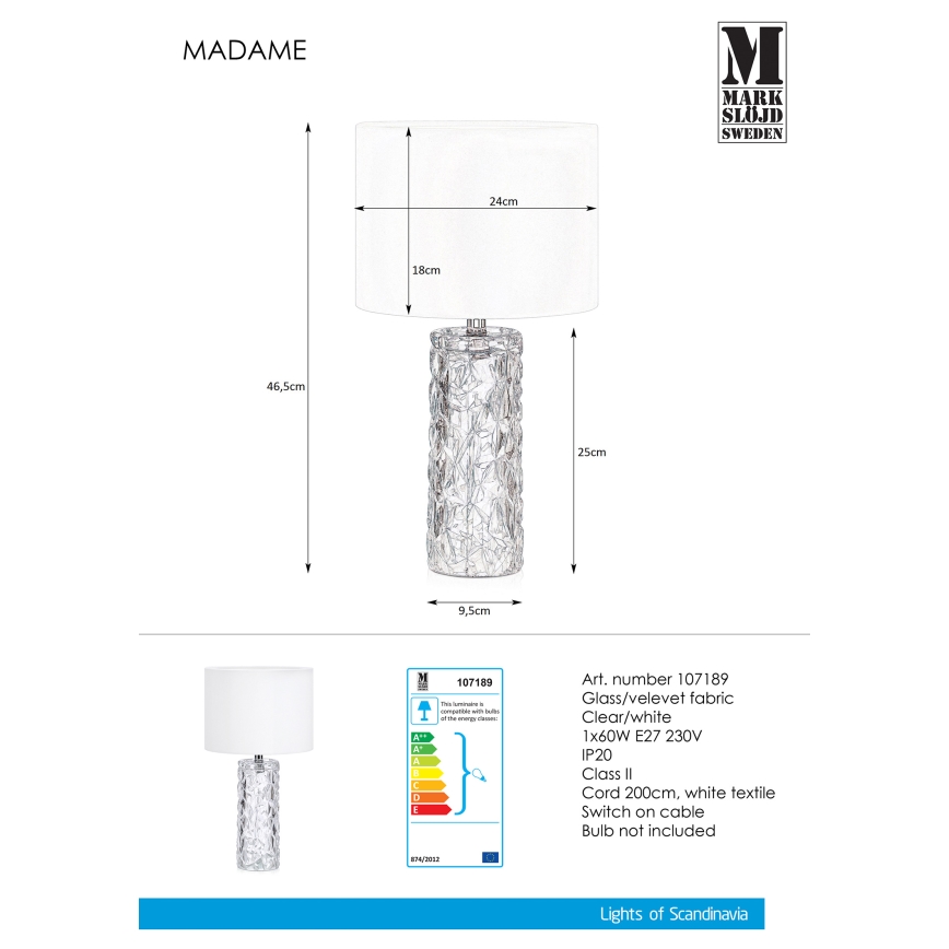 Markslöjd 107189 - Настільна лампа MADAME 1xE27/40W/230V