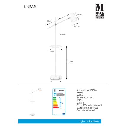 Markslöjd 107308 - Торшер s USB LINEAR 1xE14/40W/230V