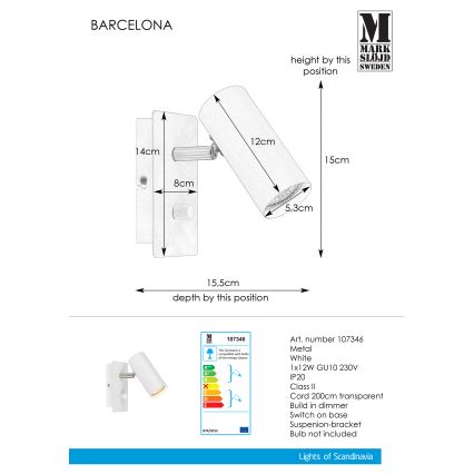 Markslöjd 107346 - Настенный точечный светильник с регулированием яркости BARCELONA 1xGU10/12W/230