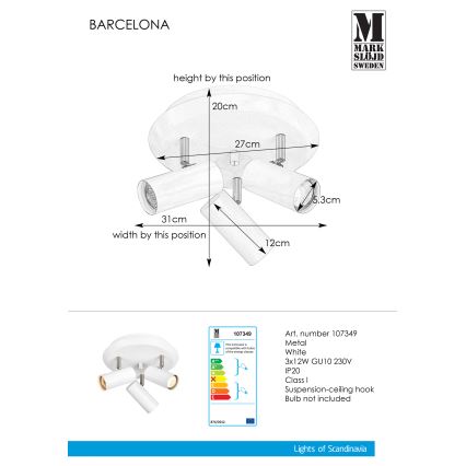 Markslöjd 107349 - Точковий світильник BARCELONA 3xGU10/12W/230V