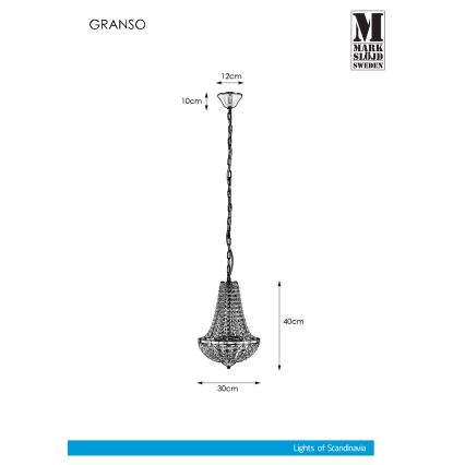 Markslöjd 107550 - Хрустальная люстра на цепи для ванной комнаты GRÄNSÖ– 2xG9/20W/230V