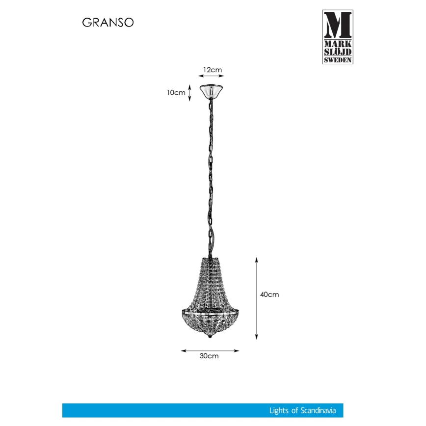 Markslöjd 107550 - Хрустальная люстра на цепи для ванной комнаты GRÄNSÖ– 2xG9/20W/230V