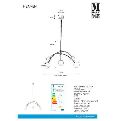 Markslöjd 107559 - Люстра на тросе HEAVEN 5xG9/28W/230V