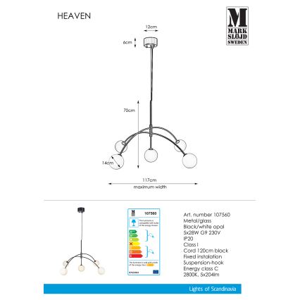 Markslöjd 107560 - Підвісна люстра HEAVEN 5xG9/28W/230V