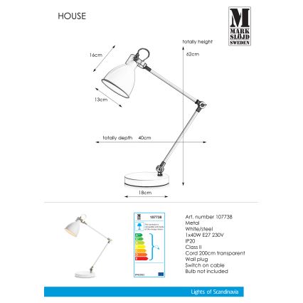 Markslöjd 107738 - Настільна лампа HOUSE 1xE27/40W/230V
