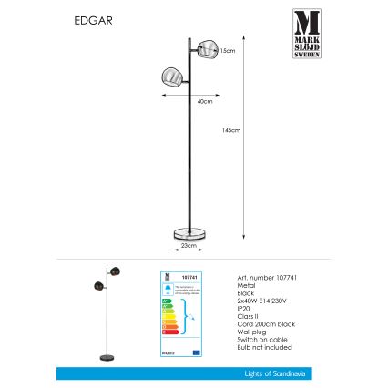 Markslöjd 107741 - Напольная лампа EDGAR 2xE14/40W/230V