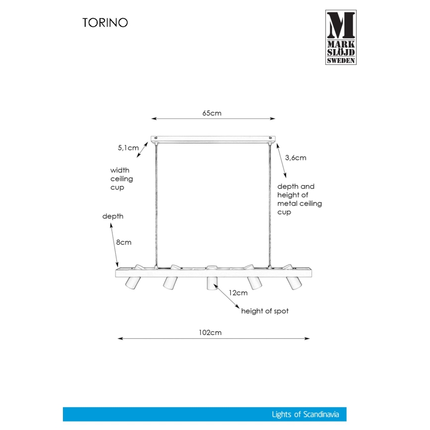 Markslöjd 107783 - Підвісна люстра TORINO 5xGU10/7W/230V